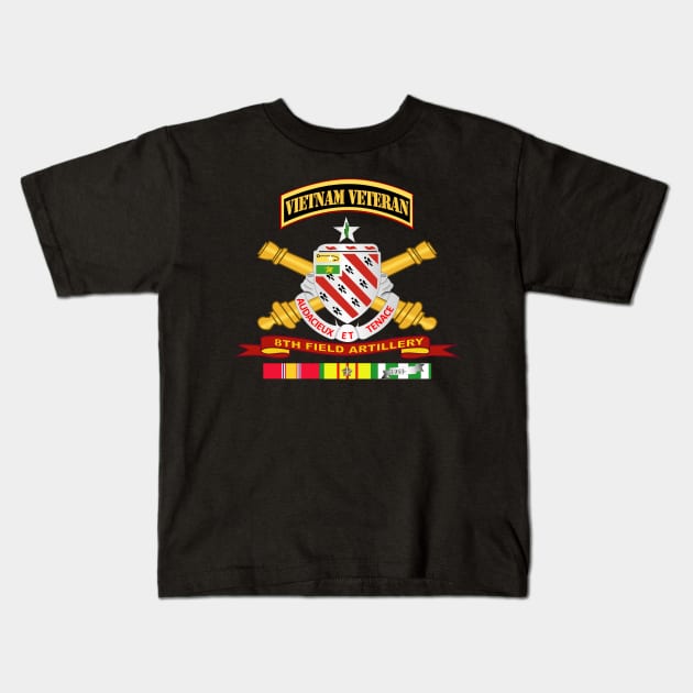 8th Field Artillery w Br - Ribbon VN SVC Vet Tab Kids T-Shirt by twix123844